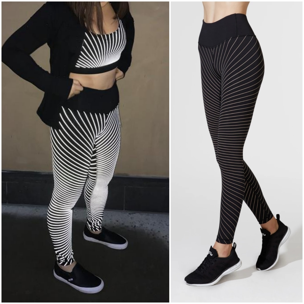 lululemon athletica Reflective Black Striped Leggings